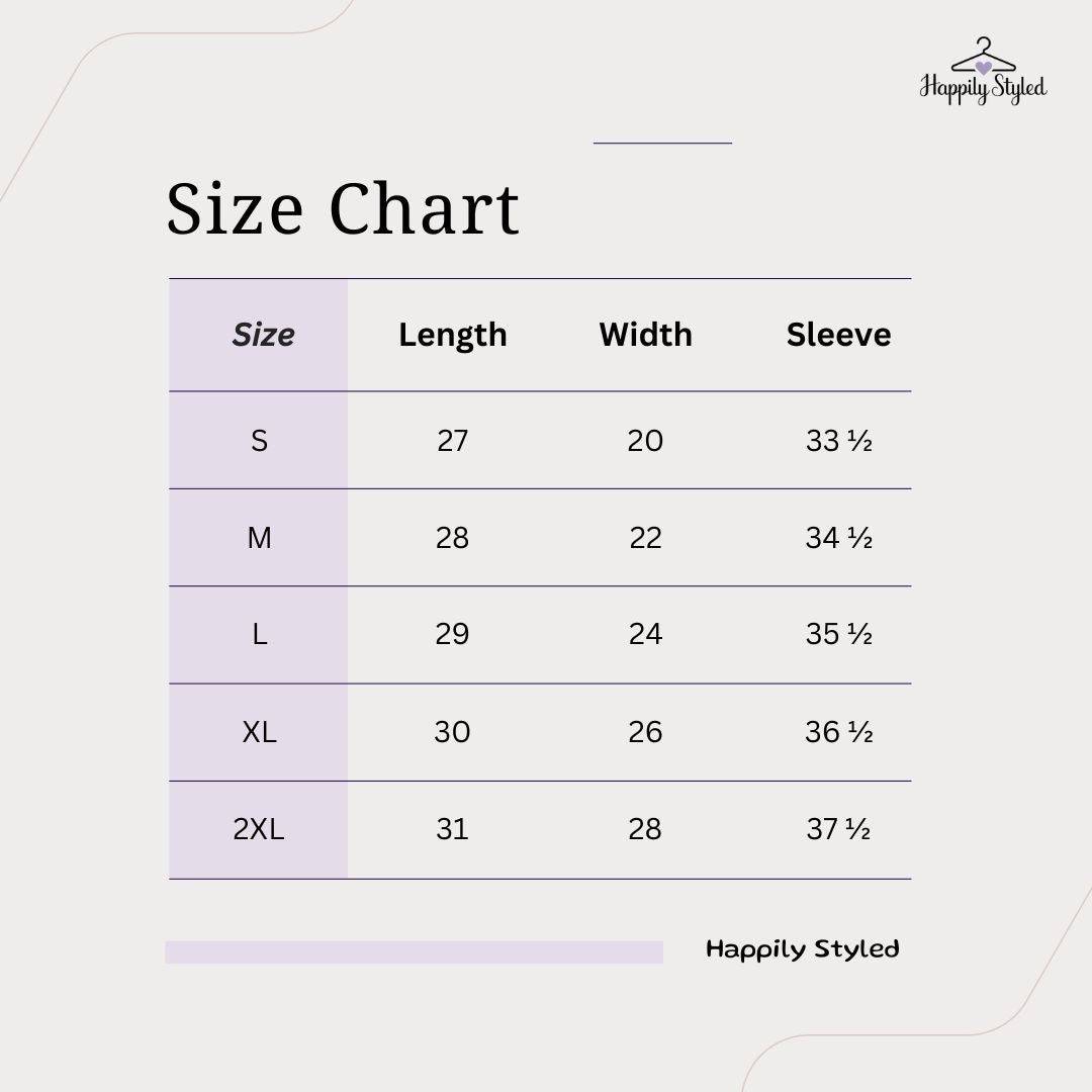 size chart for sweatshirt
