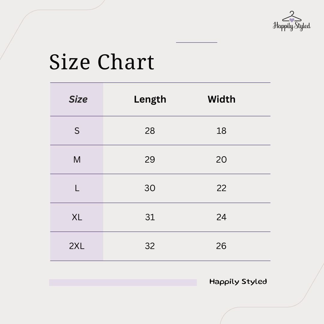 size chart for t-shirt