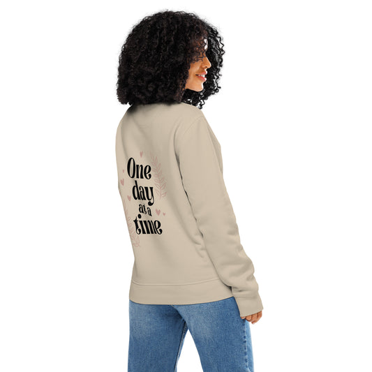 Woman wearing sweatshirt dust color - One Day at a Time – back view