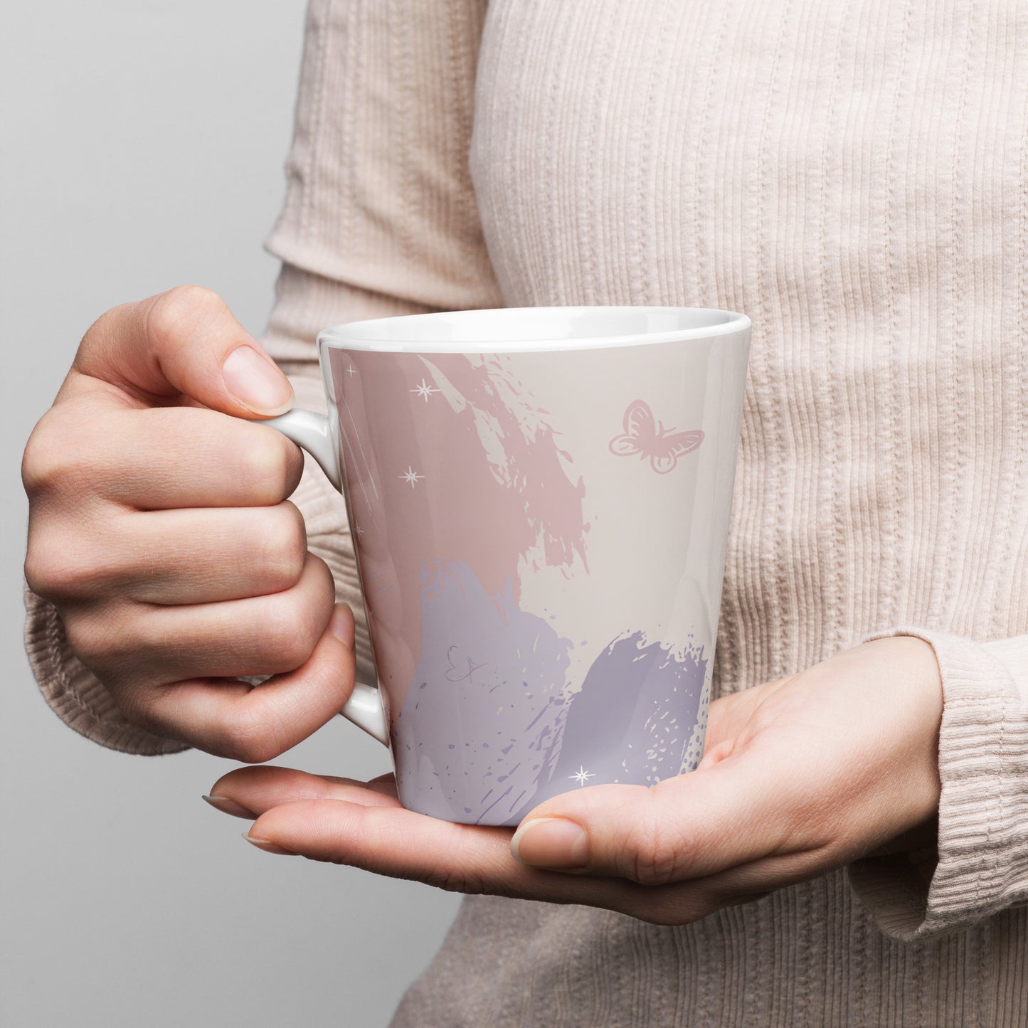 Woman holding chic pastel Best Mom Ever latte mug – cozy gift idea for moms