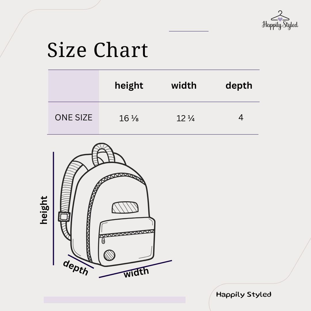 size chart for backpack