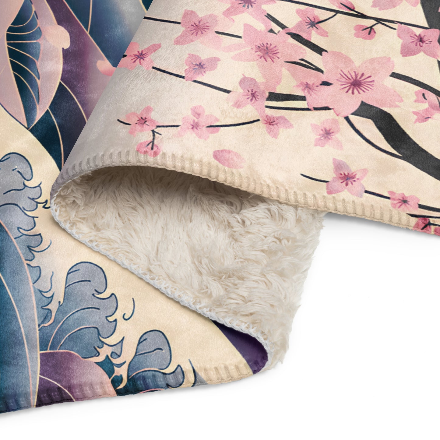 Cherry Blossom Waves Blanket – Cozy Comfort for Moms