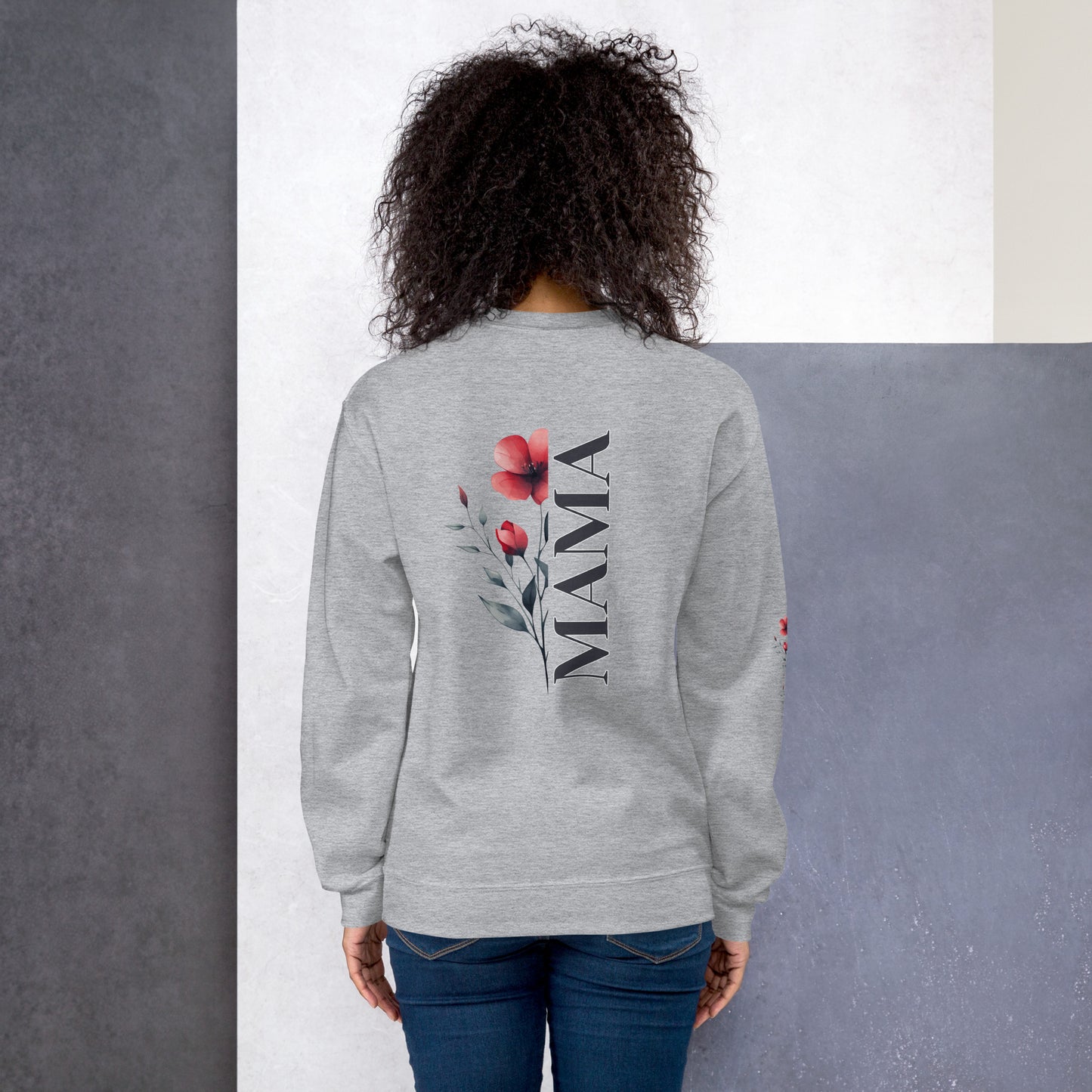 Floral Mama Sweatshirt with Sleeve Detail – Cozy Gift for Moms