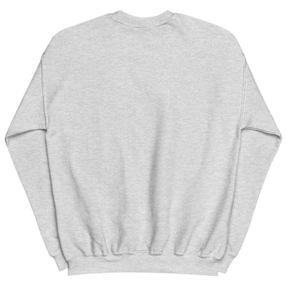 Back view of ash gray crewneck sweatshirt – no print on the back, classic unisex fit with soft cotton-blend fabric

