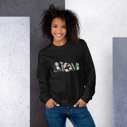 Floral Mom Sweatshirt – Beautiful Pastel Design with Sleeve Accent