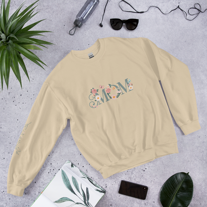 Floral Mom Sweatshirt – Beautiful Pastel Design with Sleeve Accent