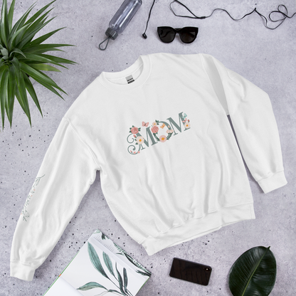 Floral Mom Sweatshirt – Beautiful Pastel Design with Sleeve Accent