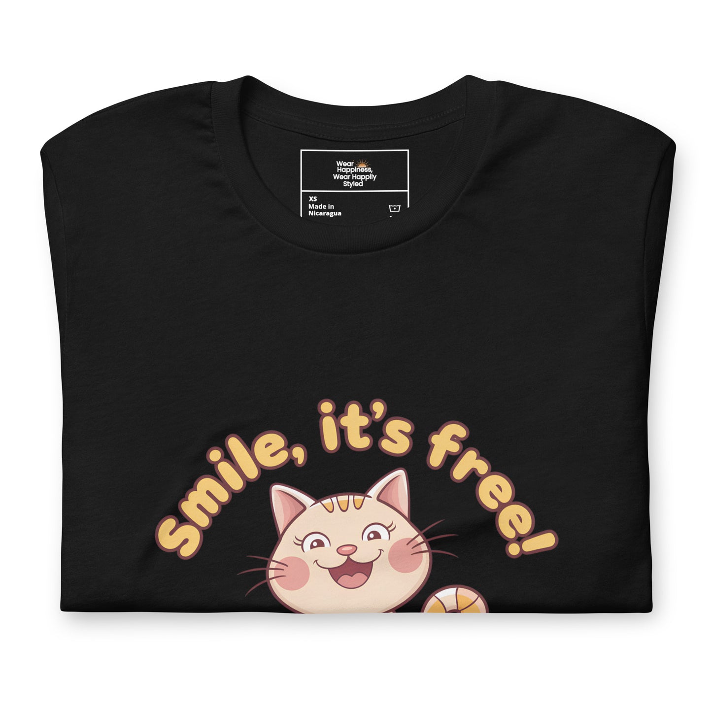 Smile, It's Free! Adorable Cat Design T-Shirt