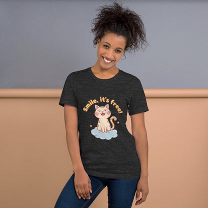 Smile, It's Free! Adorable Cat Design T-Shirt