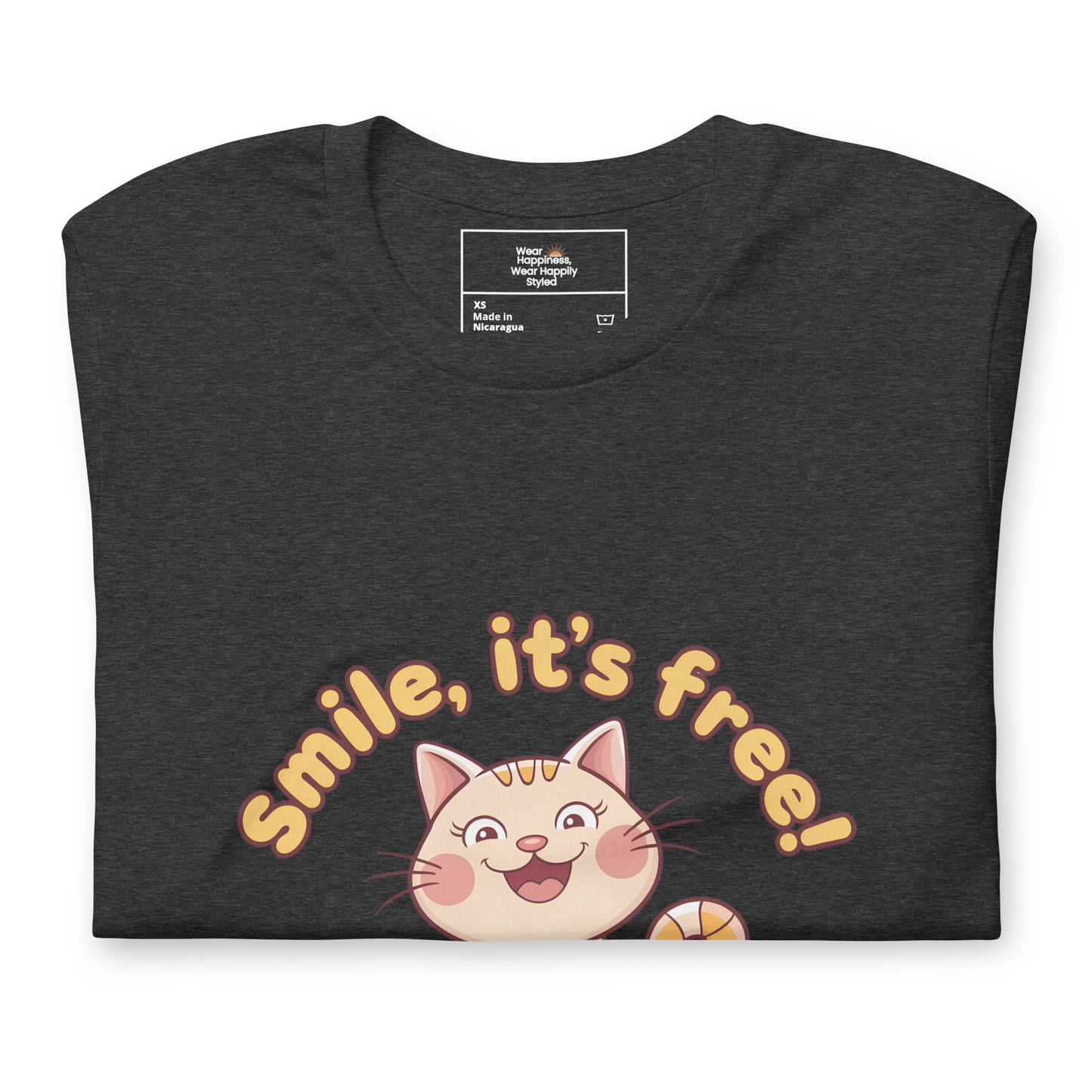 Smile, It's Free! Adorable Cat Design T-Shirt