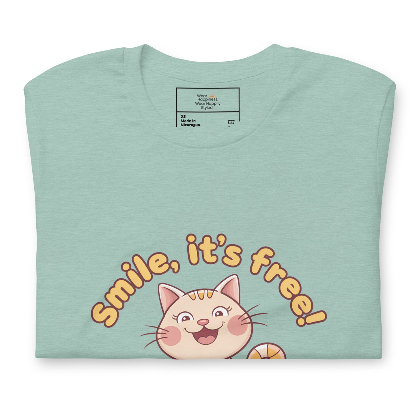 Smile, It's Free! Adorable Cat Design T-Shirt