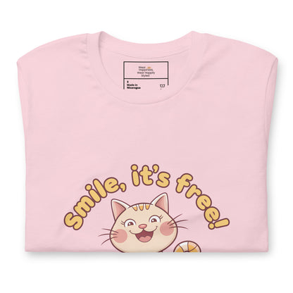 Smile, It's Free! Adorable Cat Design T-Shirt