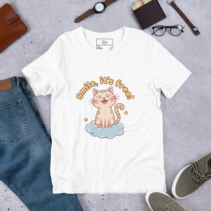 Smile, It's Free! Adorable Cat Design T-Shirt