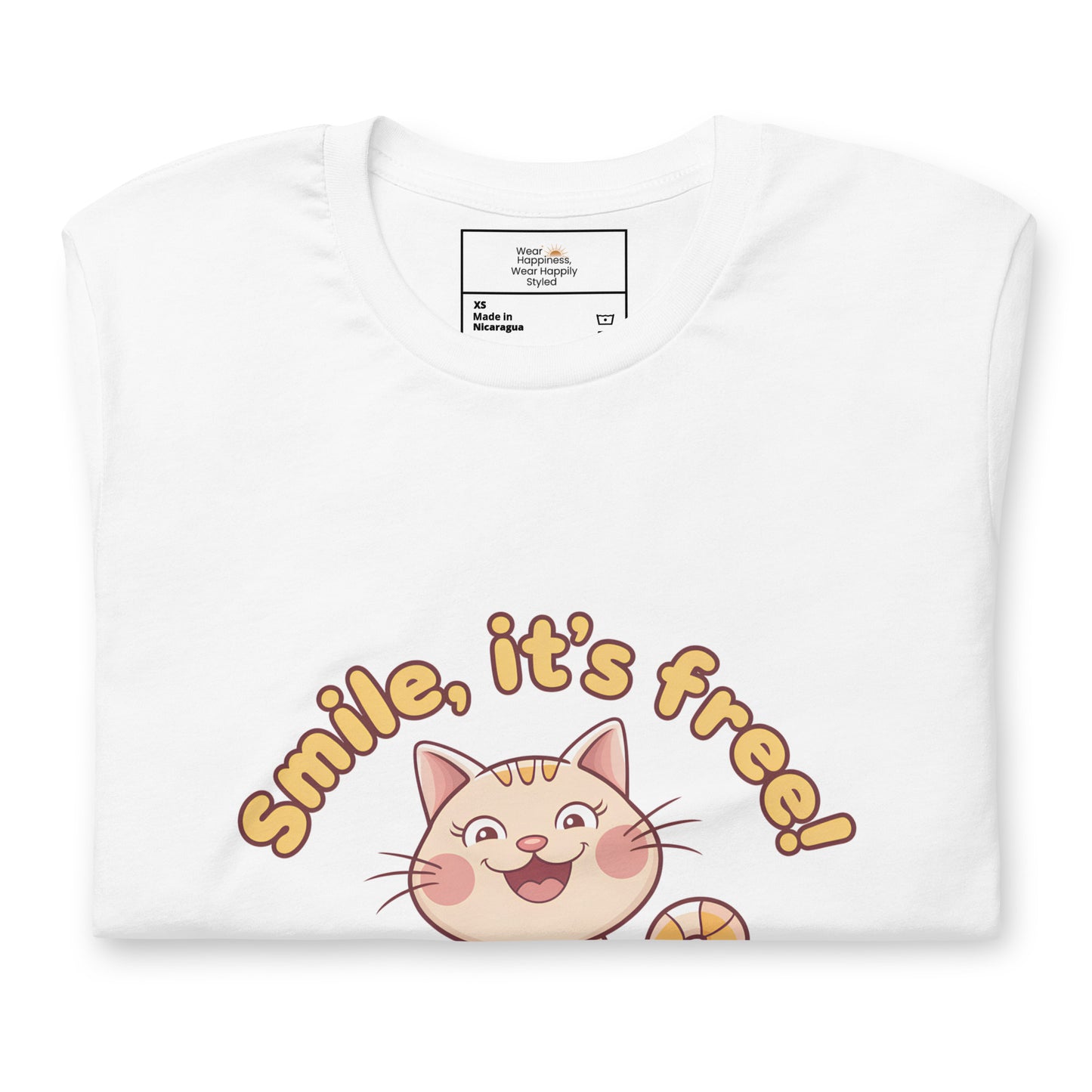 Smile, It's Free! Adorable Cat Design T-Shirt